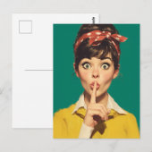 Retro-Frau macht ein Pst Postkarte (Vorne/Hinten)