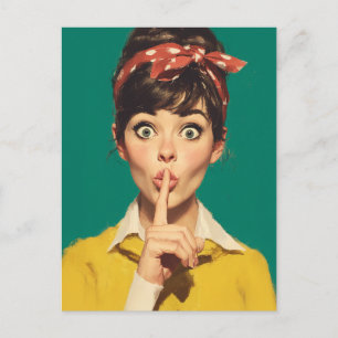 Retro-Frau macht ein Pst Postkarte