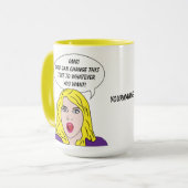 RETRO-FRAU mit benutzerdefinierten TEXT-Tasse Tasse (Vorderseite Links)