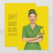 Retro Frau mit Birne Einladung (Vorne/Hinten)