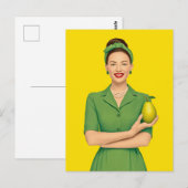 Retro Frau mit Birne Postkarte (Vorne/Hinten)