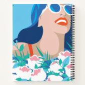 Retro-Frau mit Blume und Sonnenschein Notizblock (Rückseite)
