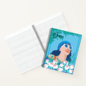 Retro-Frau mit Blume und Sonnenschein Notizblock (Innenseite)