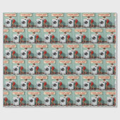 Retro-Frau mit einem Hilfe Gewollt Wäscheschrift Geschenkpapier (Flach)