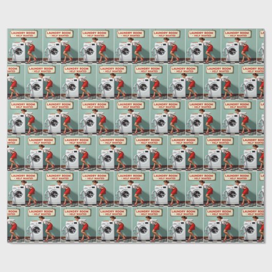 Retro-Frau mit einem Hilfe Gewollt Wäscheschrift Geschenkpapier (Flach)