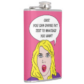 RETRO-FRAU mit IHREM benutzerdefinierten TEXT-Flas Flachmann (Rechts)