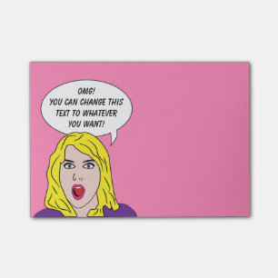 RETRO-FRAU mit IHREM TEXT benutzerdefinierte Post- Post-it Klebezettel