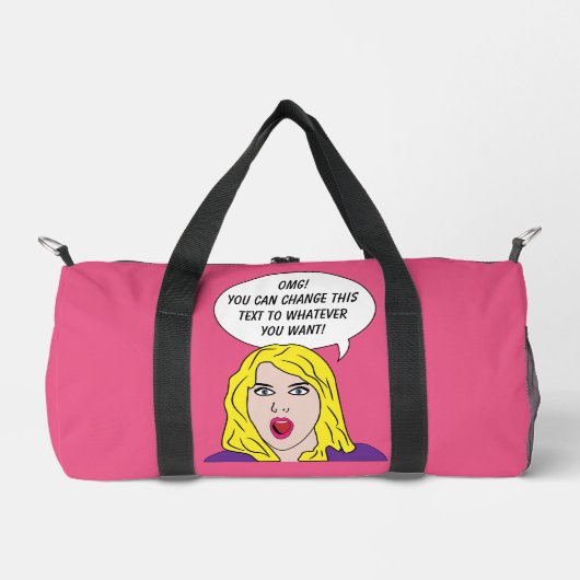 RETRO-FRAU mit IHREM TEXT-Zoll Duffle Bag (Vorderseite)