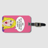 RETRO-FRAU mit IHREM TEXT-Zoll Gepäckanhänger (Vorderseite (Horizontal))