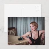 Retro-Frau mit Kamera Postkarte (Vorne/Hinten)