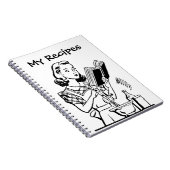 Retro Frau mit Kochbuch Notizblock (Rechte Seite)