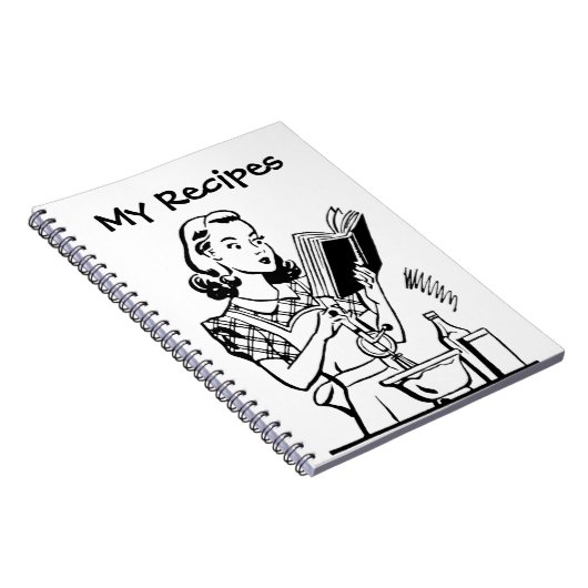 Retro Frau mit Kochbuch Notizblock (Rechte Seite)