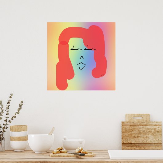 Retro-Frau mit rotem Haar-Poster Poster (Küche)