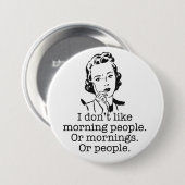 Retro-Frau Morgenmenschen Knopf Button (Vorne & Hinten)
