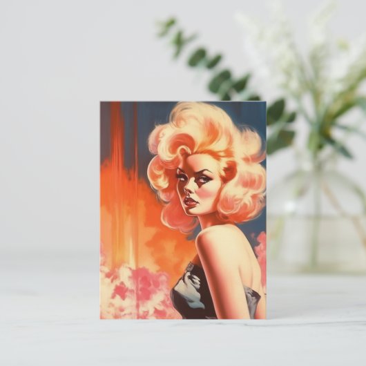 Retro-Frau Postkarte (Stehend Vorderseite)