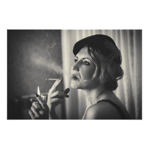 Retro-Frau raucht Fotodruck