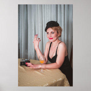 Retro-Frau raucht Poster