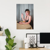 Retro-Frau raucht Poster (Heimbüro)