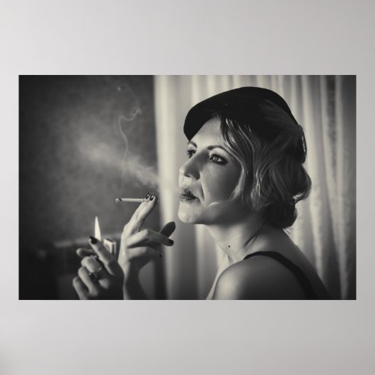 Retro-Frau raucht Poster (Vorne)