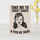 RETRO-FRAU SECOND-HAND-LÄDEN & TACOS FUNNY Karten (Gelbe Blume)