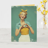Retro-Frau sendet Liebe Karte (Gelbe Blume)