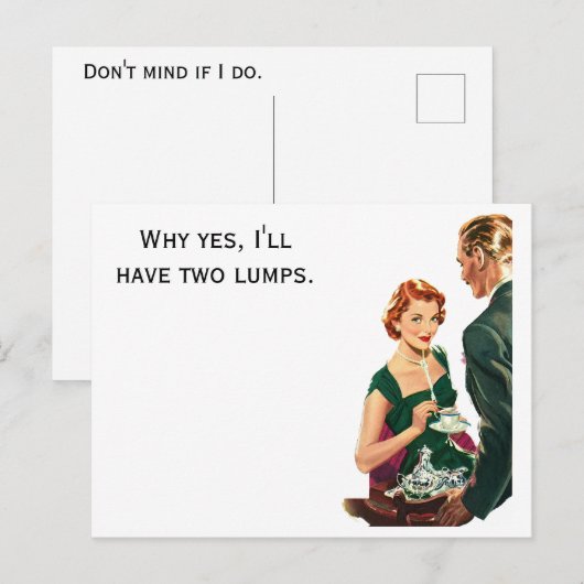 Retro Frau serviert Kaffee Postkarte (Vorne/Hinten)