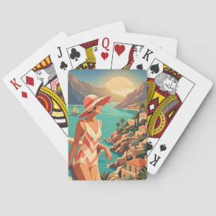 Retro-Frau-Spielkarten-Deck Vintage-Reise-Kunst Spielkarten