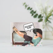 RETRO FRAU SPRICHT NERDY MIT MIR FUNNY POSTCARD POSTKARTE (Stehend Vorderseite)