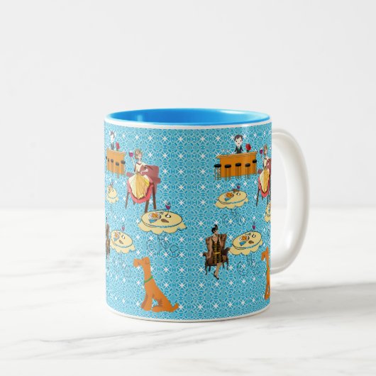 Retro Frauen Dinning Hunde Tasse (VorderseiteRechts)