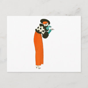 Retro Frauen essen Kuchen - Vintage Illustration Postkarte