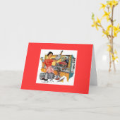 Retro Frauen in Küche Karte (Gelbe Blume)