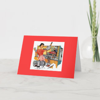 Retro Frauen in Küche Karte