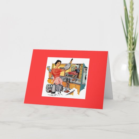 Retro Frauen in Küche Karte (Vorderseite)