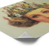 Retro Frauen surreales Haar mit winzigen Menschen Poster (Ecke)