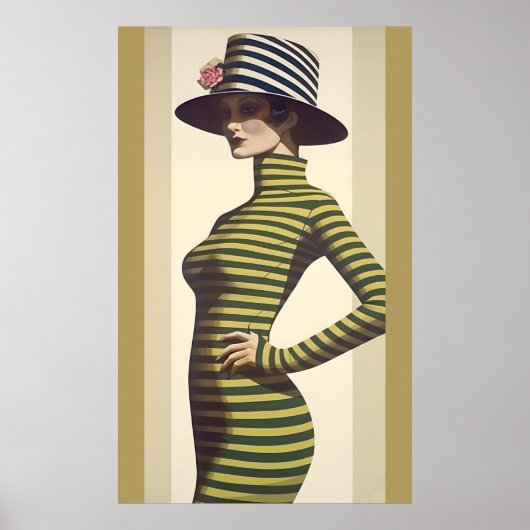 Retro Frauen tragen Hut mit Rose Poster (Vorne)