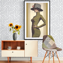 Retro Frauen tragen Hut mit Rose Poster