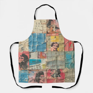 Retro-Frauen-Zeitungsblatt-Mosaik-Muster Schürze
