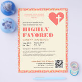 Retro Frauenministerium Christlich rosa Blütenprac Flyer (Einzeln)