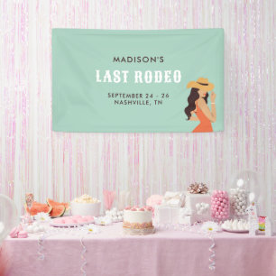 Retro Freches Letztes Rodeo Rosa Grün Junggesellin Banner