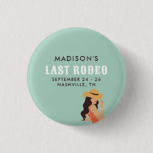 Retro-Freches Letztes Rodeo Rosa Grün Junggesellin Button