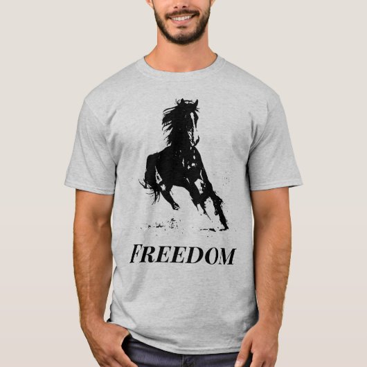 Retro Freedom Black Gray Pop Reiten T-Shirt (Vorderseite)