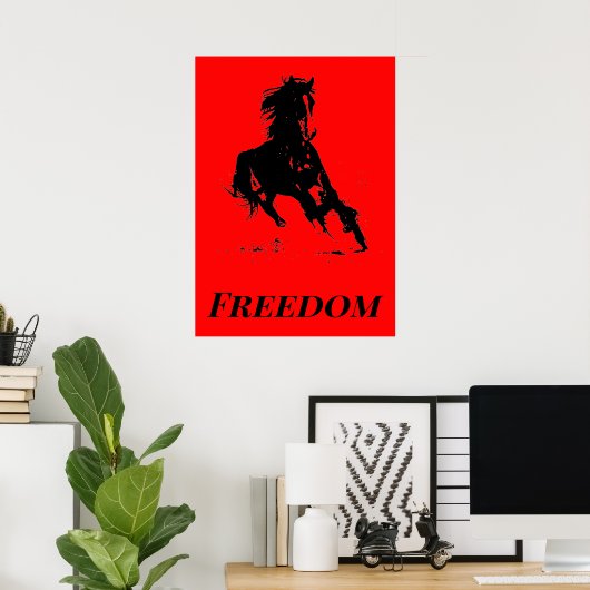 Retro Freedom Red Black Pop Reiten Poster (Heimbüro)