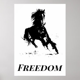 Retro Freedom Schwarz-weißer Pop Reiten Poster