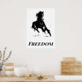 Retro Freedom Schwarz-weißer Pop Reiten Poster (Küche)
