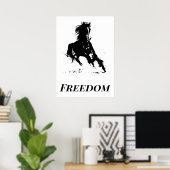 Retro Freedom Schwarz-weißer Pop Reiten Poster (Heimbüro)