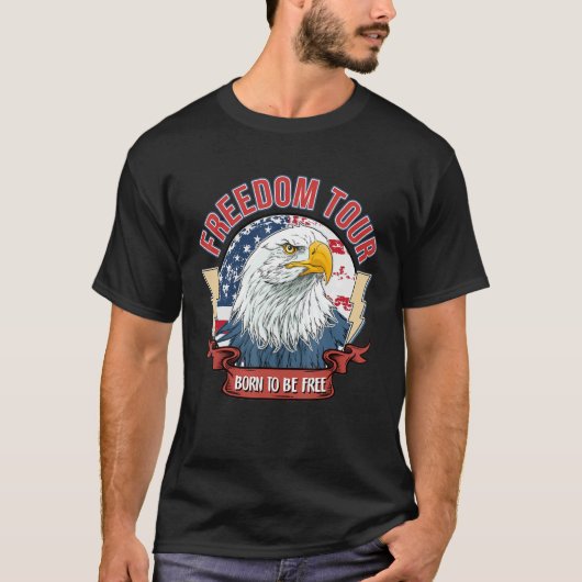 Retro Freedom Tour 1776 Amerika 4. Juli Adler T-Shirt (Vorderseite)