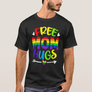 Retro Freie Mama Hugs Rainbow LGBT Lesbian Gay Tra T-Shirt