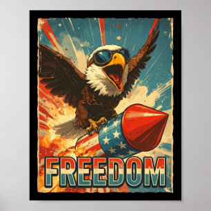 Retro Freiheit Ld Adler Reitende Rakete 4. Juli U Poster