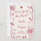 Retro French Beach Illustration Hochzeit Einladung (Vorderseite)