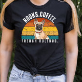 Retro French Bulldog Books Coffee T - Shirt